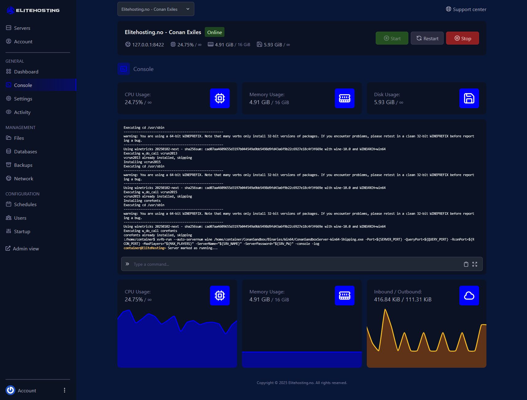 Conan Exiles Control Panel